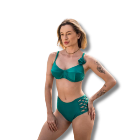 Biquíne com detalhes verde escuro