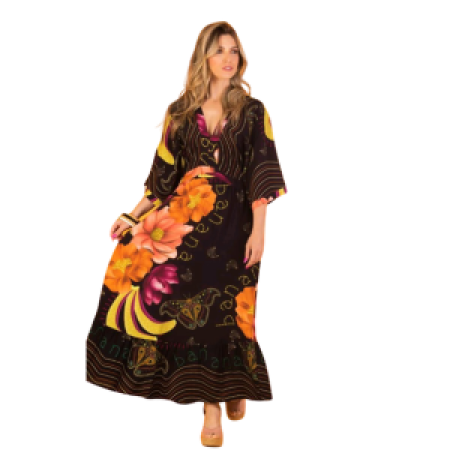 Vestido longo estampado floral